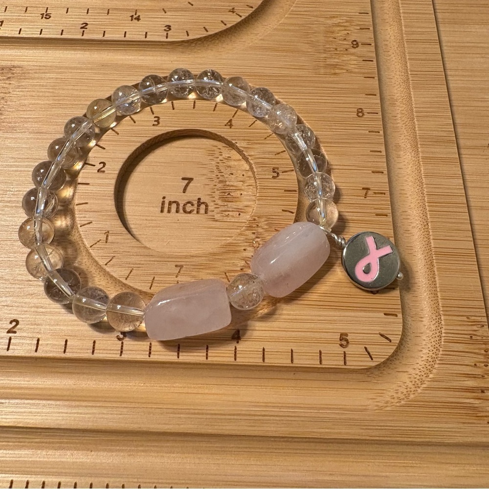Clear and Pink Beaded Bracelet